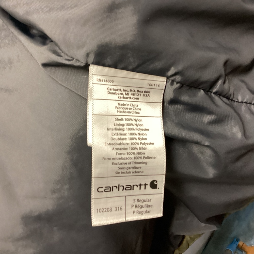 Carhartt Rain Defender Lightweight Puffer Olive Green. Size Small - Picture 7 of 7